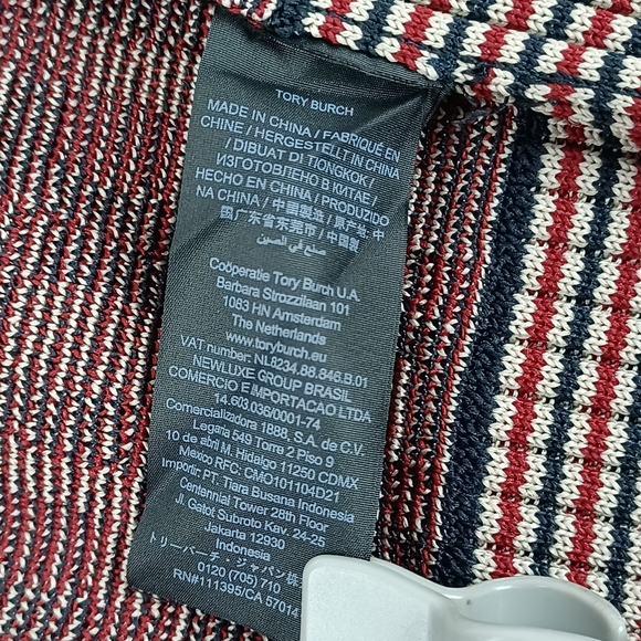 Tory Burch Logo Jacquard Cardigan Size S Women Preppy In Light Royal Burgandy - Picture 13 of 15